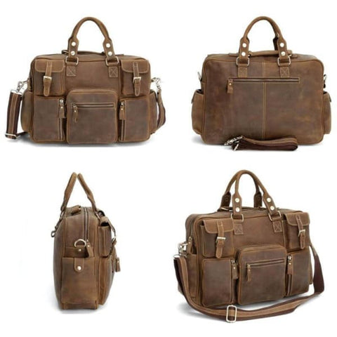 Vintage Leather Briefcase for Men Multipockets - Dockside -