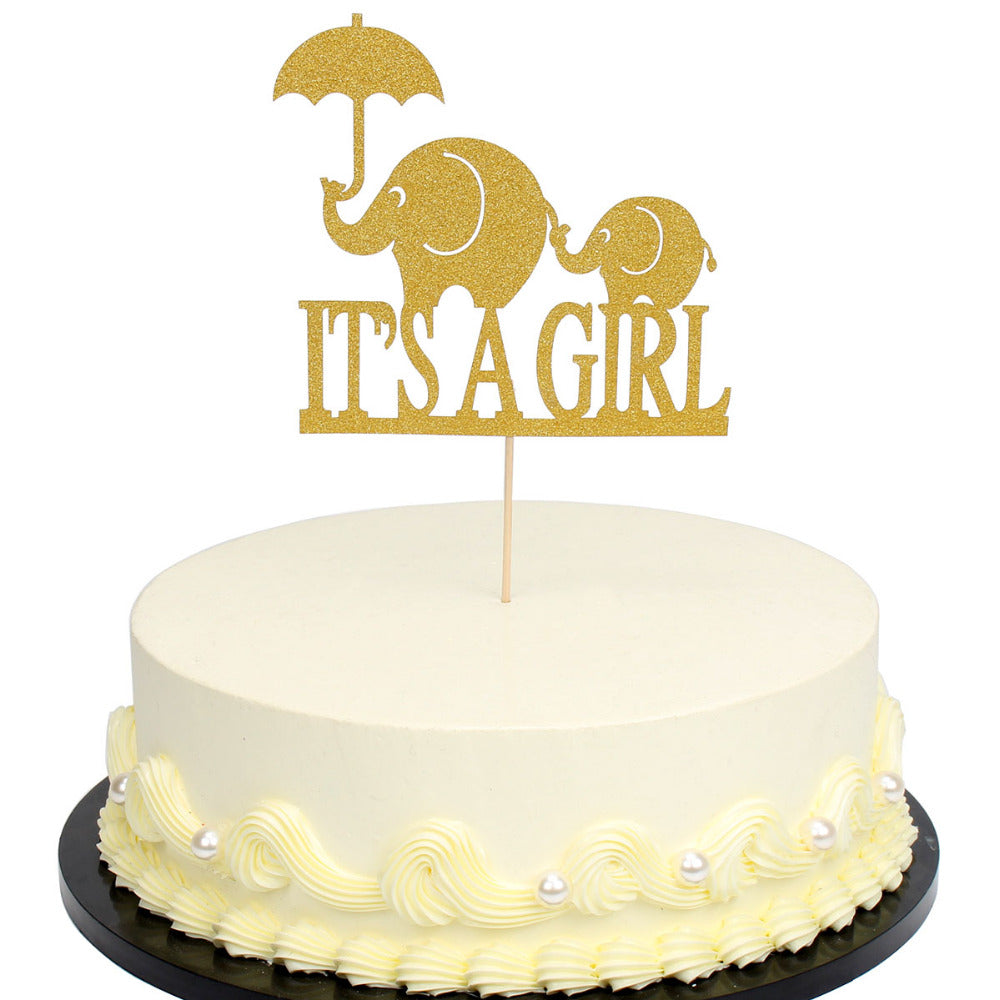 elephant cake topper girl baby shower