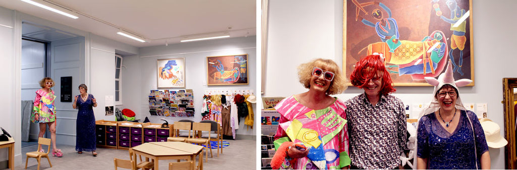 RWA director showing Grayson Perry and Dr Phil Hammond the Family Activity Space