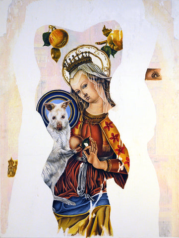 Image of the painting 'Madonna with Albino Wallaby' by artist Leslie Glenn Damhus