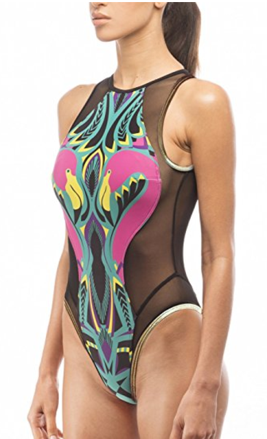 flamingo one piece bathing suit