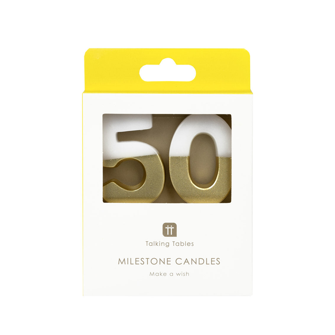 White & Gold Milestone Birthday Number Candle - 50