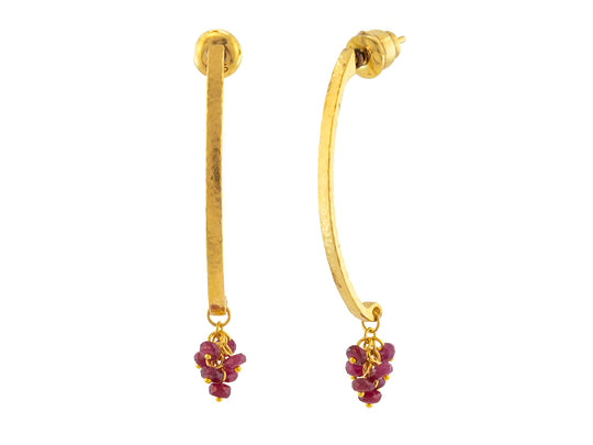 GURHAN Willow Sterling Silver Single Drop Earrings, 25mm Flake, Wire Hook,  , Gold Accents