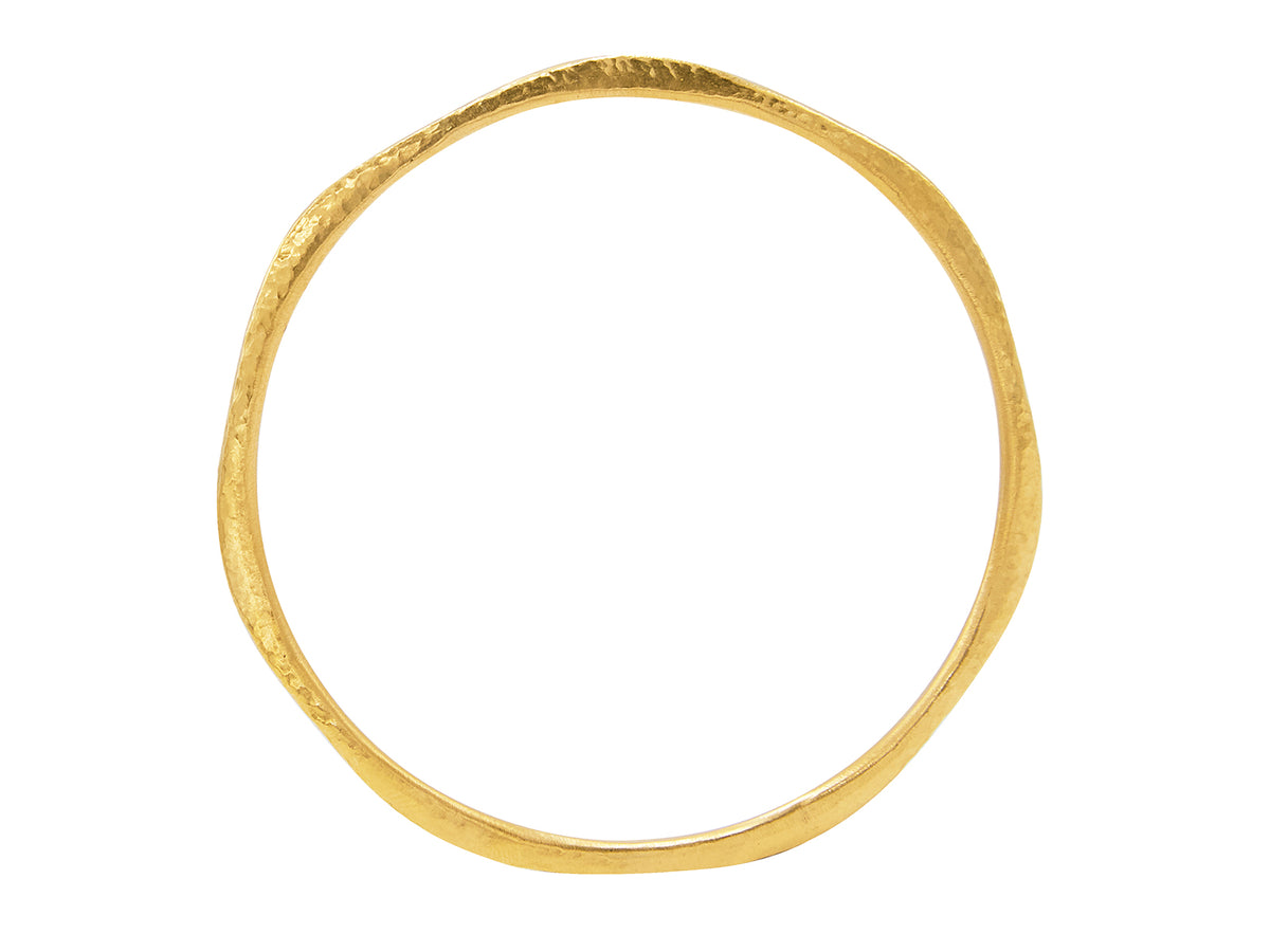 GURHAN Thor Gold Plain Bangle Bracelet, Narrow Hammered, with No Stone