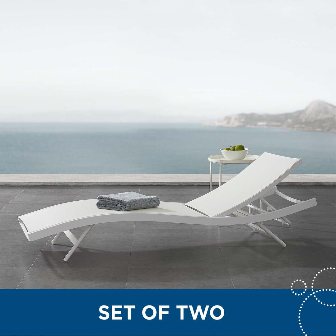 Modway Glimpse Outdoor Patio Mesh Chaise Lounge Set of 2 - EEI-4038 - White White