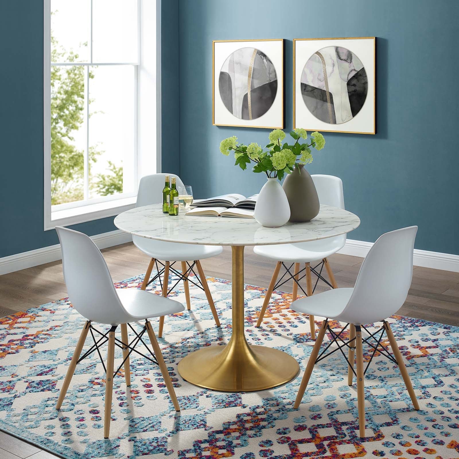 Modway Lippa 47" Round Artificial Marble Dining Table - EEI-3232