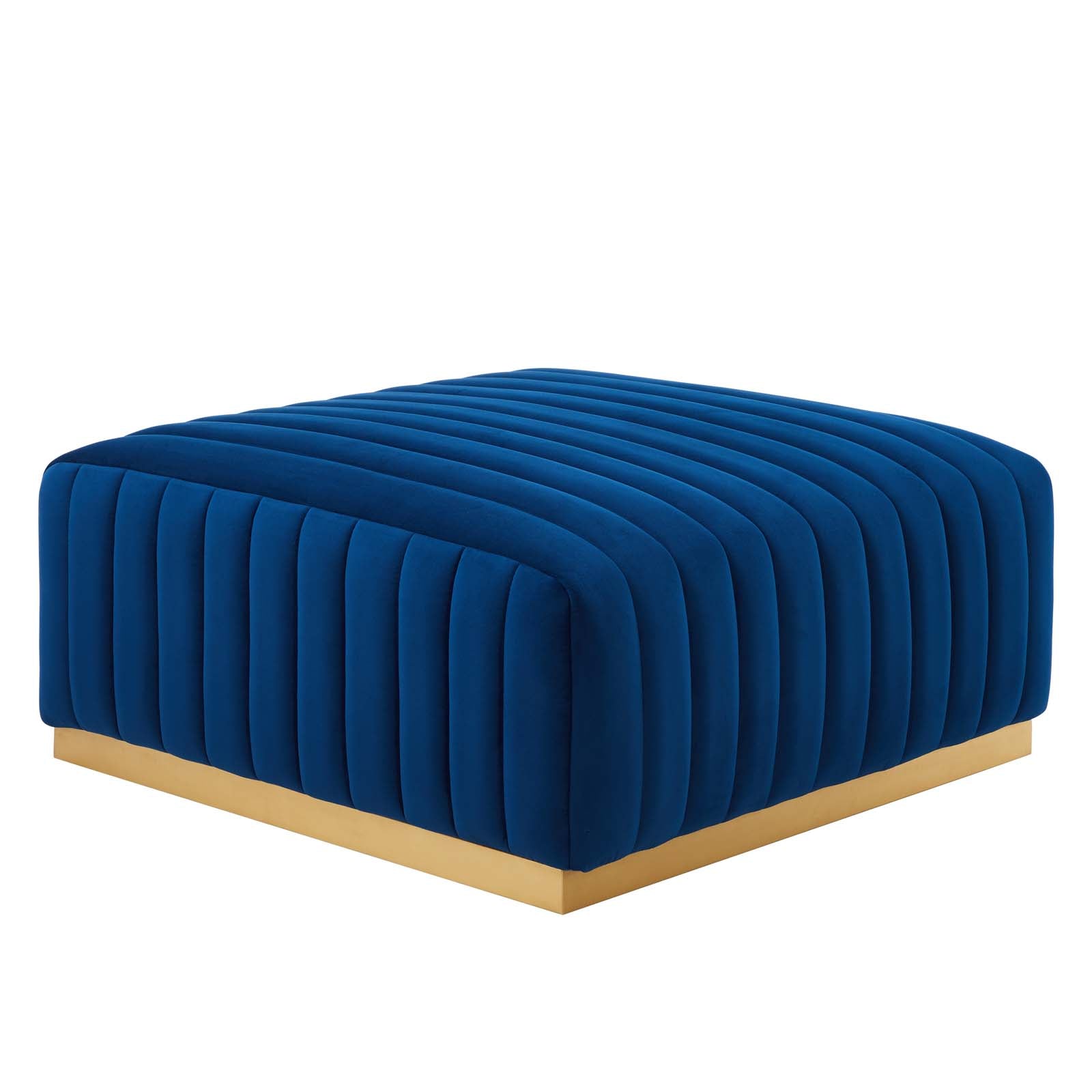 Conjure Channel Tufted Performance Velvet Ottoman By Modway - EEI-5507 - Gold Navy