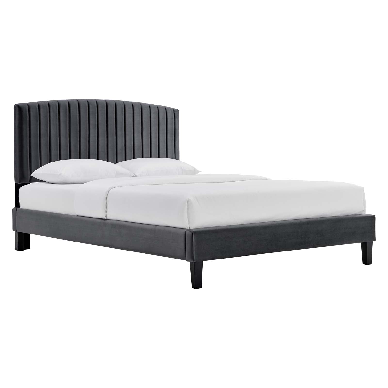 Alessi Performance Velvet Queen Platform Bed By Modway - MOD-6283 - Charcoal