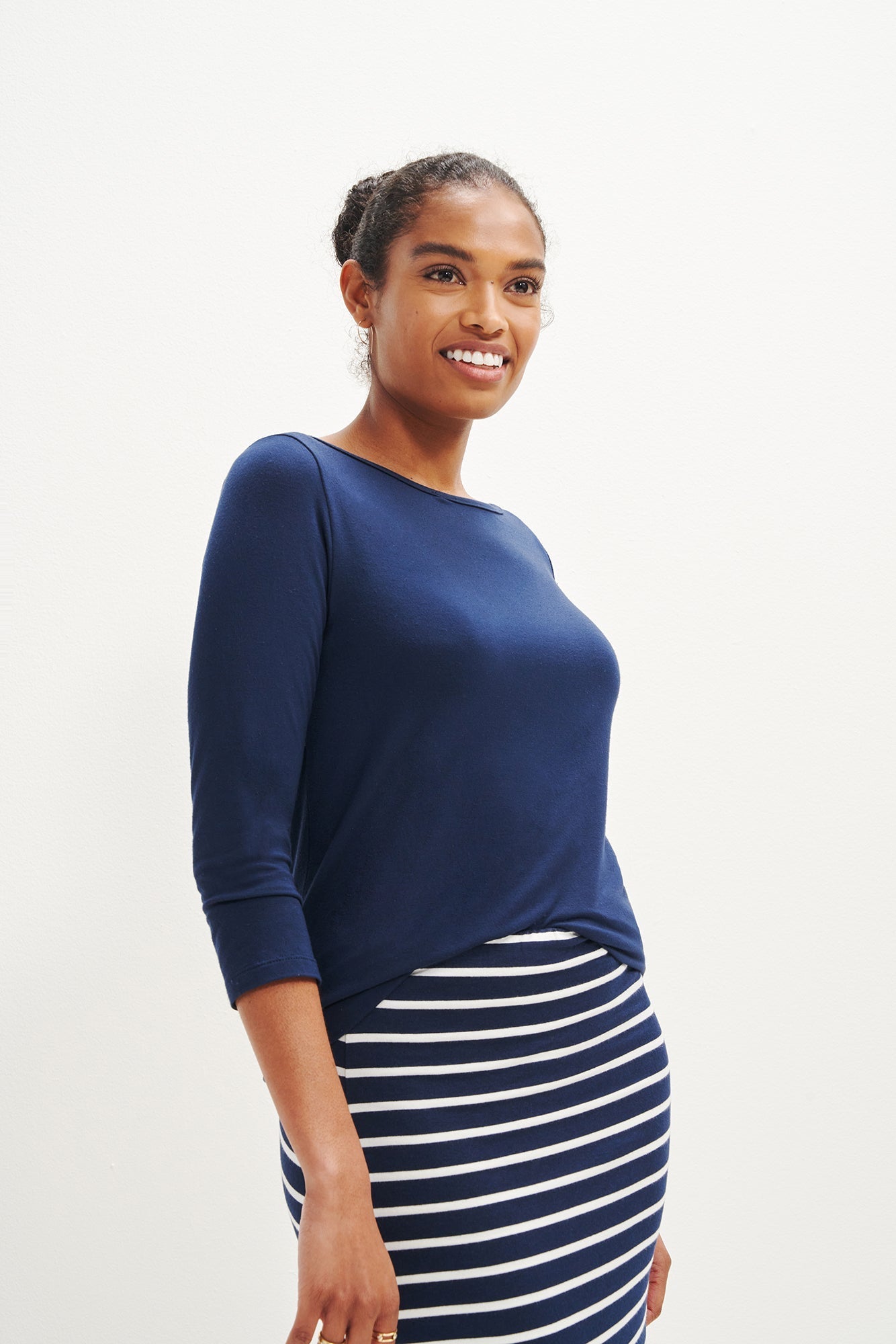 Francoise 3/4 Sleeve Dream Knit Tee - Ocean