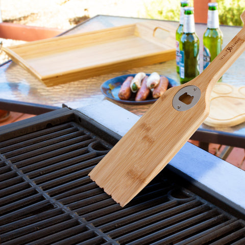 Totally Bamboo BBQ Grill Scraper with Built-In Bottle Opener