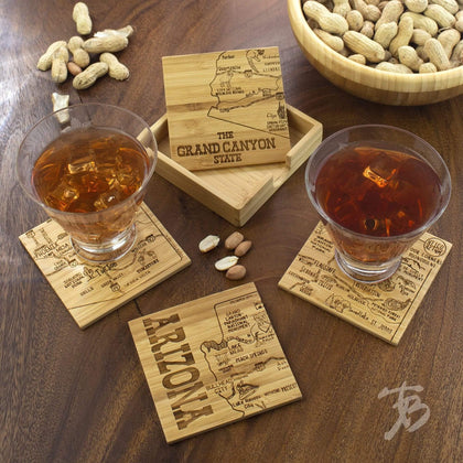 Arizona State Puzzle 4 Piece Bamboo Coaster Set with Case