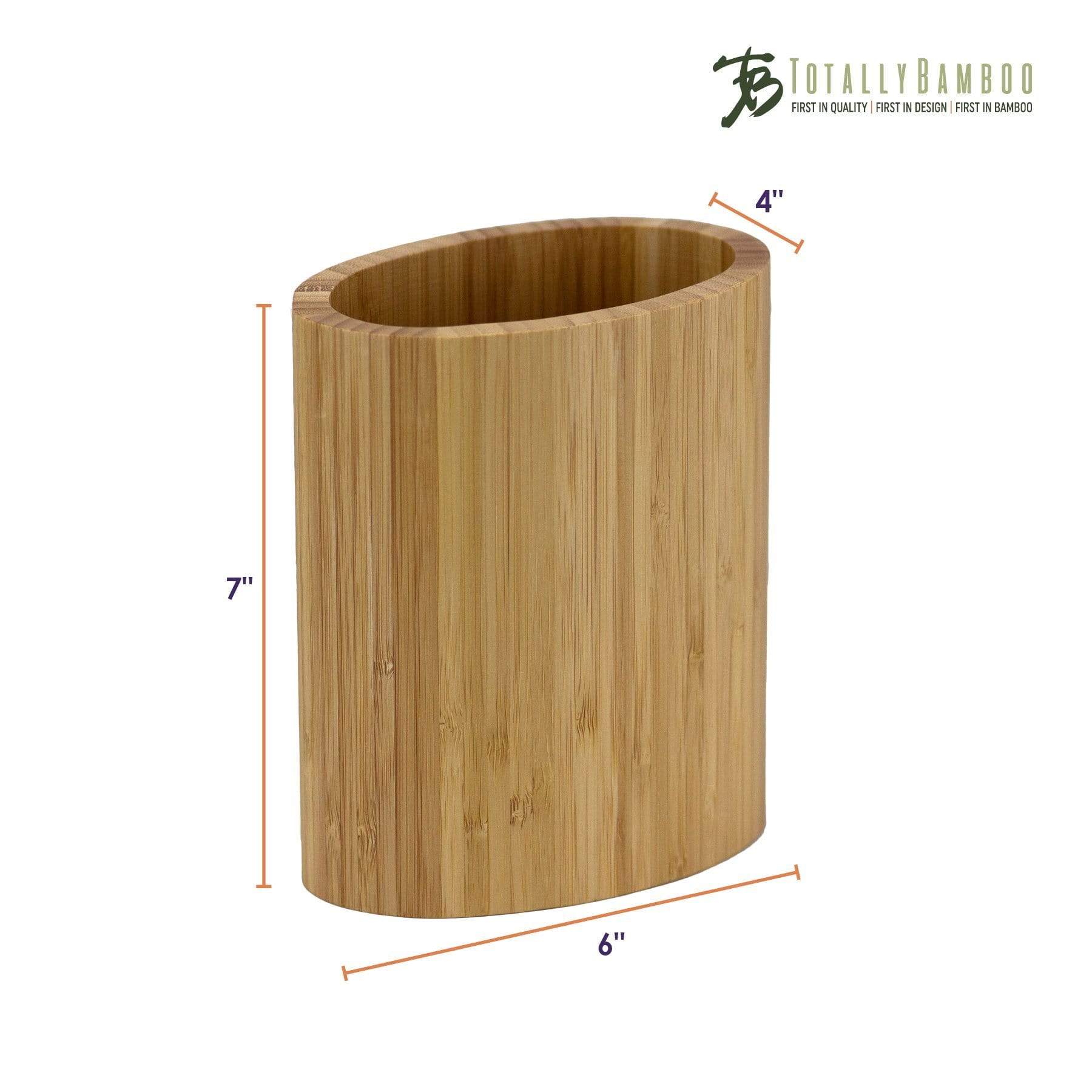 Oval Shaped Bamboo Kitchen Utensil Holder 6 X 4 X 7 Totally Bamboo