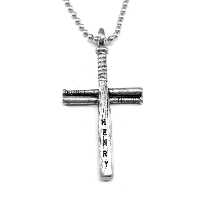 Baseball Bat Cross Necklace Gold – Forgiven Jewelry