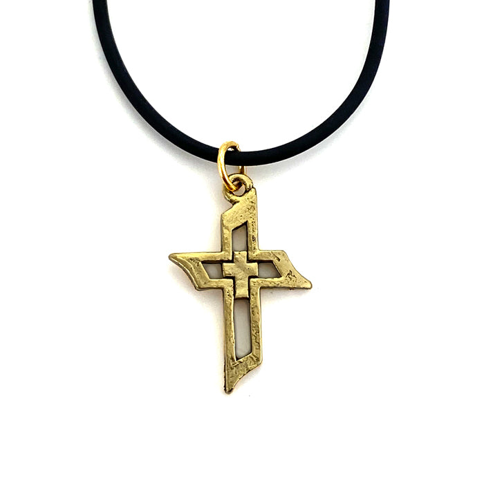 Cross Of Faith Necklace Antique Gold Finish