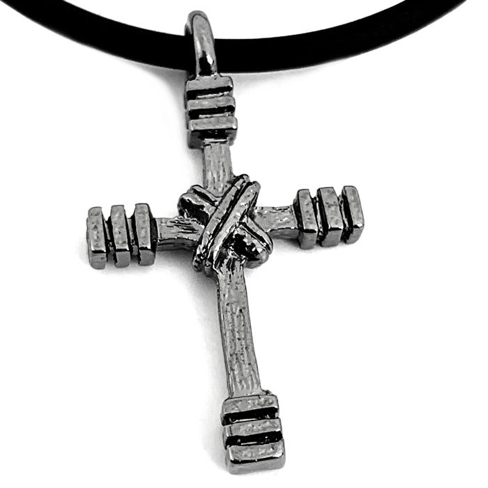 Rugged Cross Necklace Gunmetal Color Finish