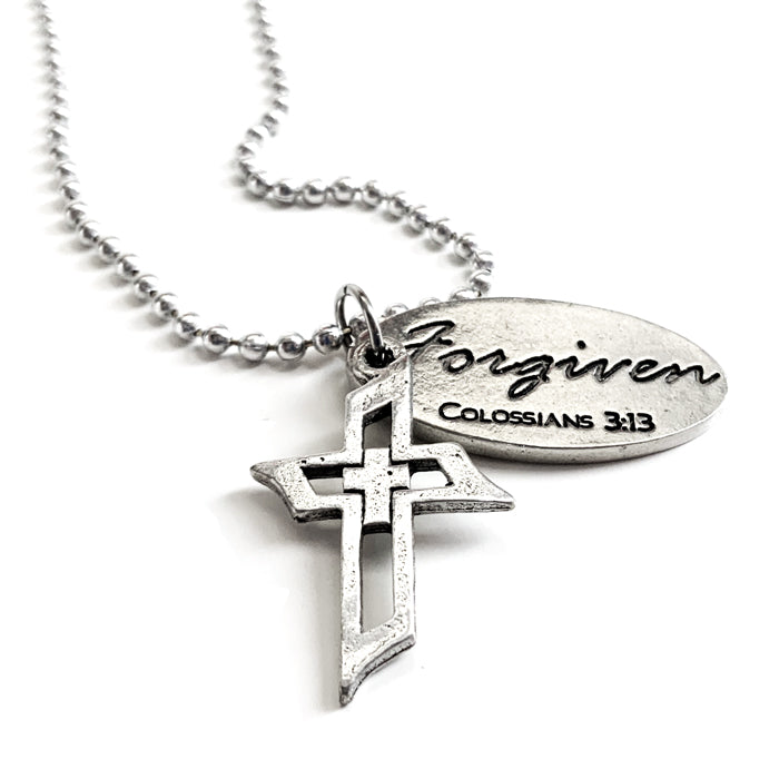 Cross Men Of Faith Forgiven Tag Necklace