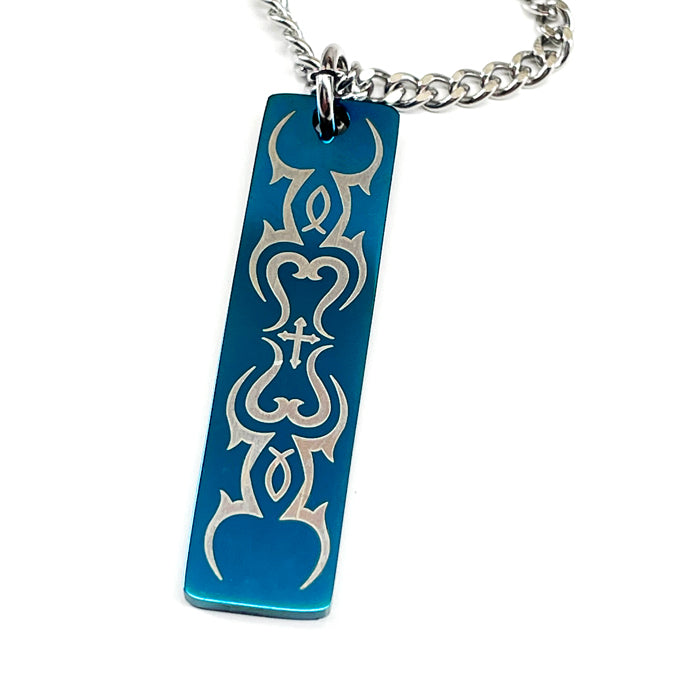 Fish Cross Tribal Tag Chain Necklace