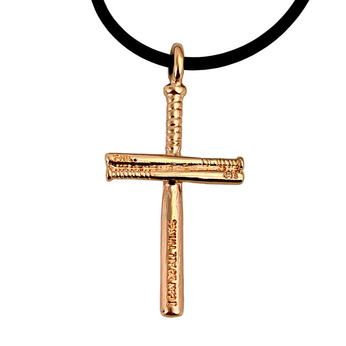 Baseball Bat Cross Necklace Rose Gold