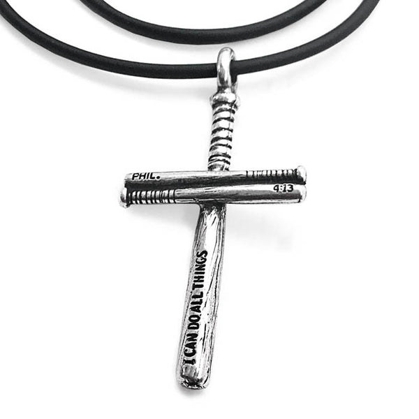 Baseball Bat Cross Necklace Silver - Forgiven Jewelry