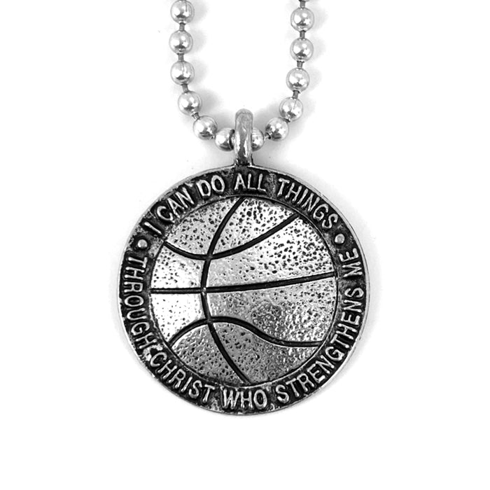 Basketball Antique Silver Necklace