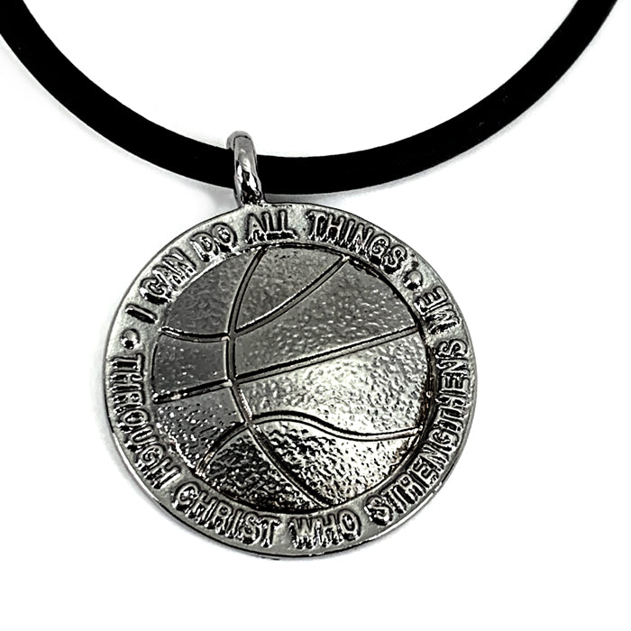 Basketball Necklace Gunmetal Color Finish