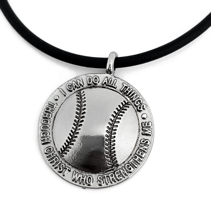 Baseball Necklace Gunmetal Finish Color