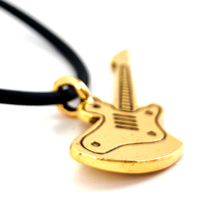 Electric Guitar Antique Gold Pewter Necklace