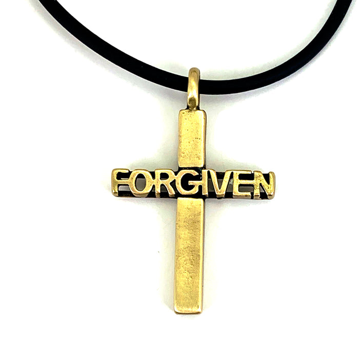 Forgiven Cross Brass Necklace