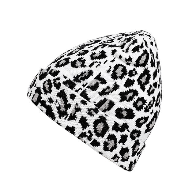 Soft leopard print beanie