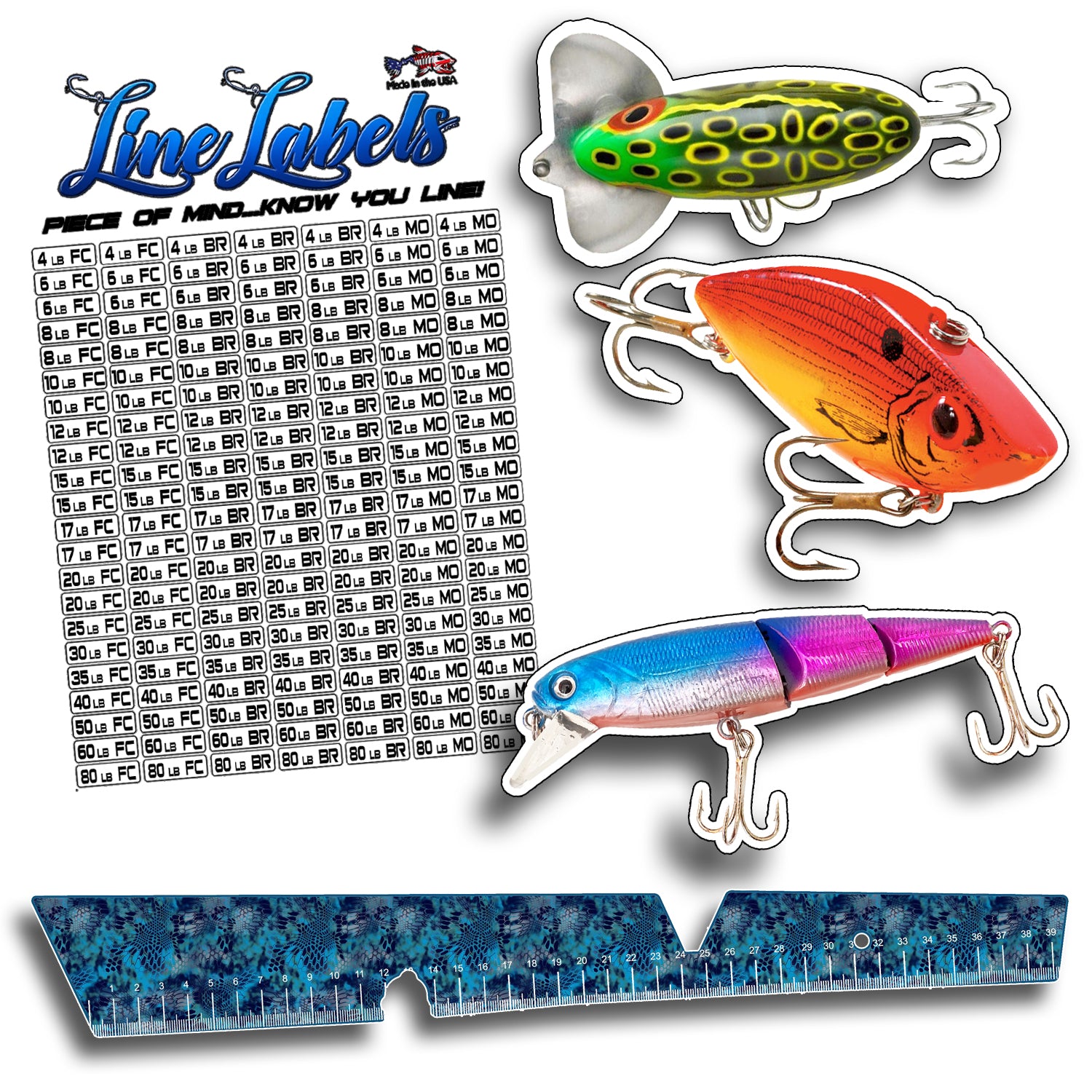 Fishing Stickers, sticky tape measure