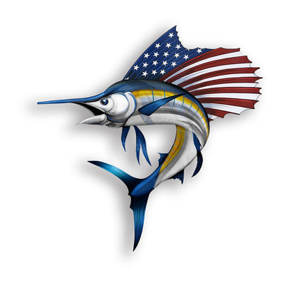 American Flag USA Bone Fish Sticker