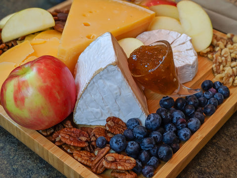 Cheese board with fig jam