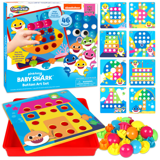 Baby Shark Stamp Set by Creative Kids – 36 Piece Wooden Stamps Set Includes Ink Pads, Stickers, Markers, Picture Frames - Montessori Wood Stamp