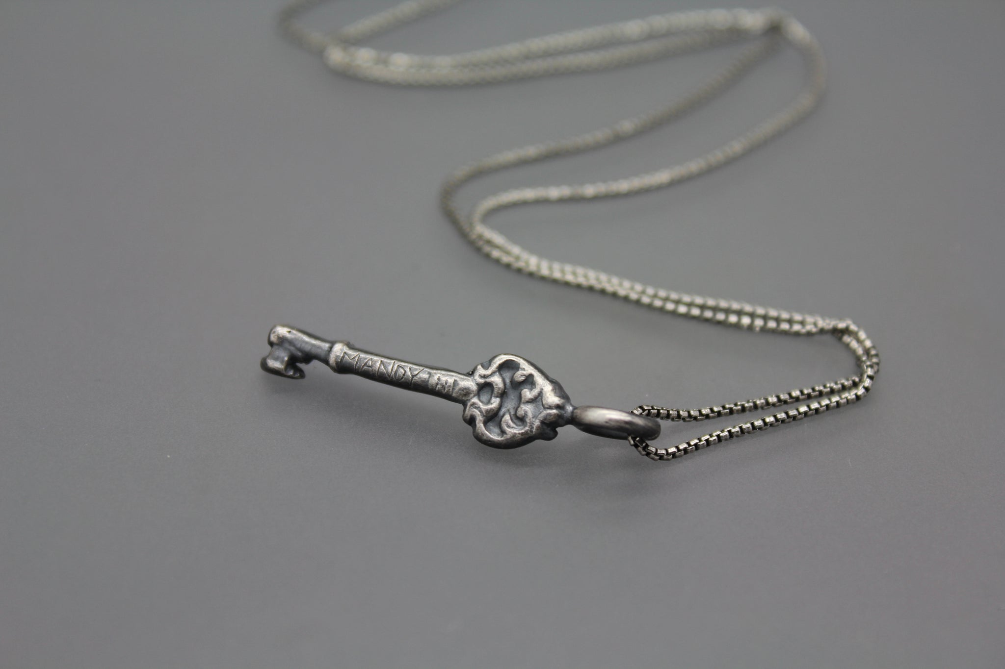 engraved key necklace