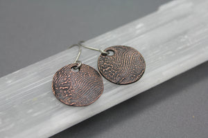 Copper Personalized Fingerprint Earrings - Ashley Lozano Jewelry