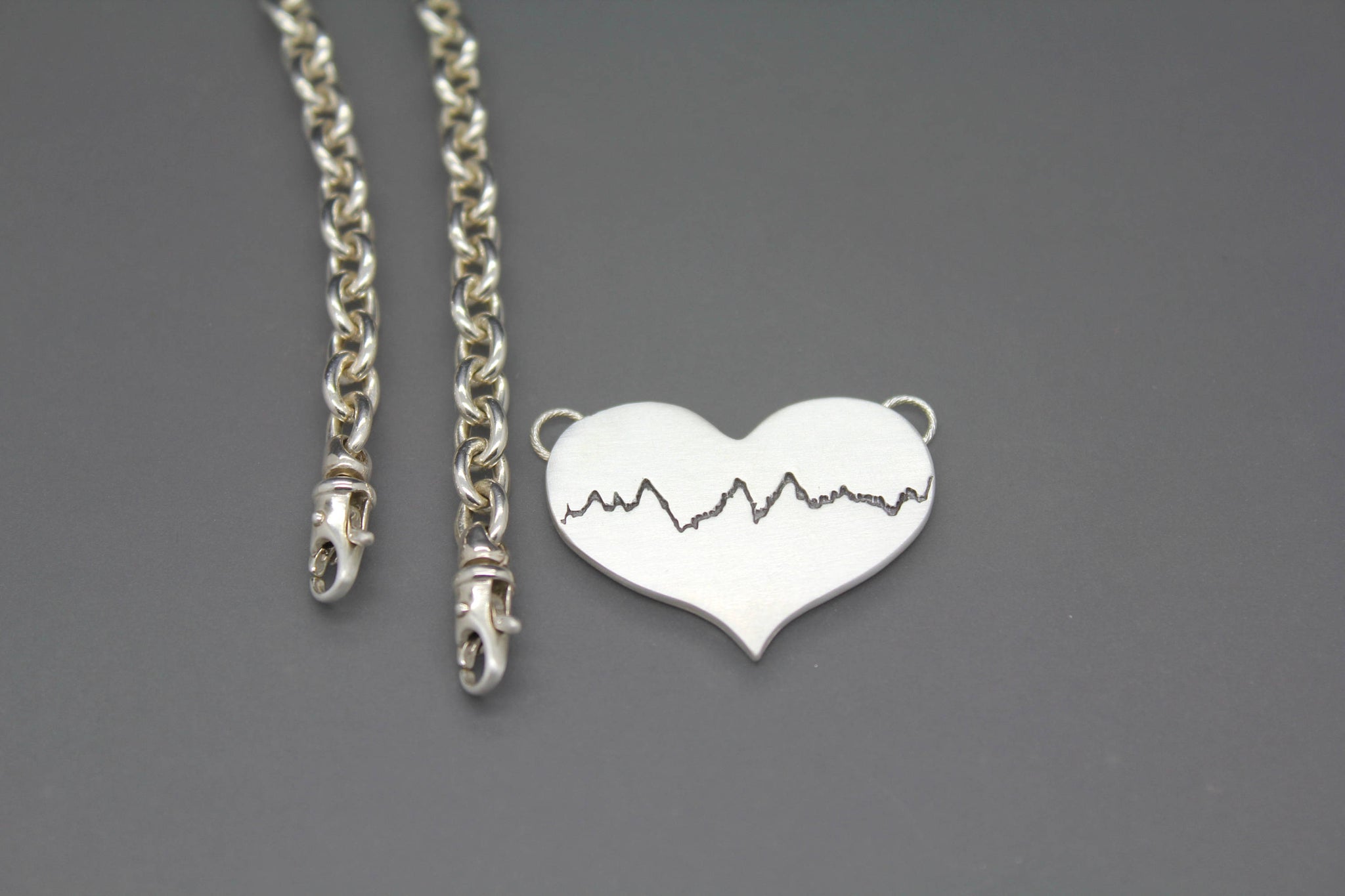 ekg necklace silver