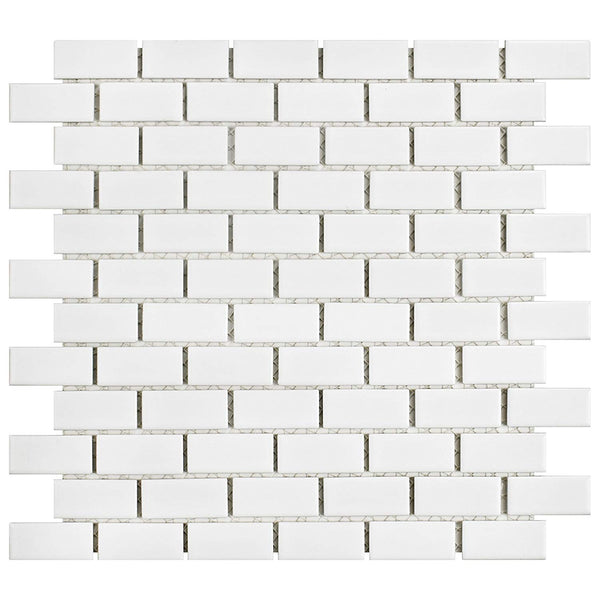 mini subway tile white ceramic 1x2 inch mosaic for kitchens and baths