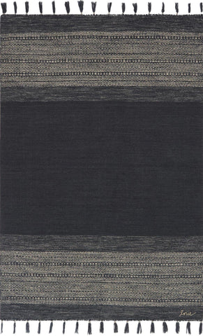 solano ink rug loloi ellen degeners black wool rug tassels