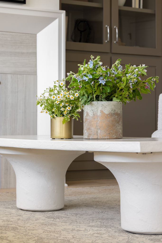 White Concrete Living Room Coffee Table Modern Cottage