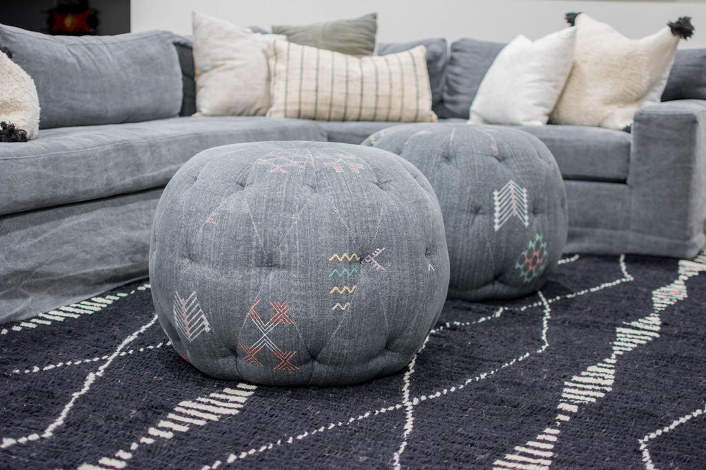 This room was so much fun that beautifully shows how versatile Cisco Brothers furniture works in any room. The Loft Sectional, Pouf, vintage Moroccan wool rugs, and pillows add beautiful and warm colors and textures to any space.