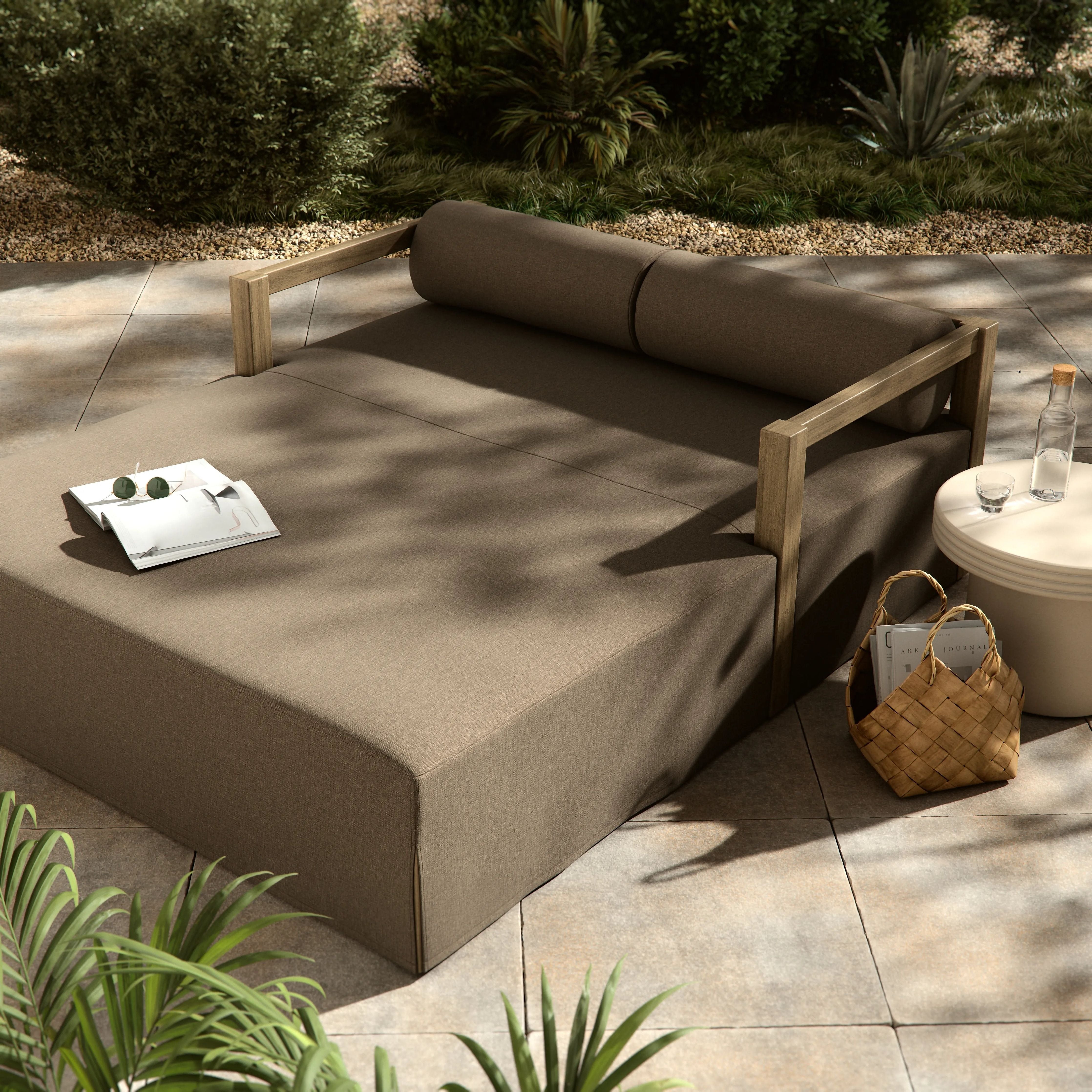 Outdoor Laskin Brown Washed Daybed - Ready to Ship!