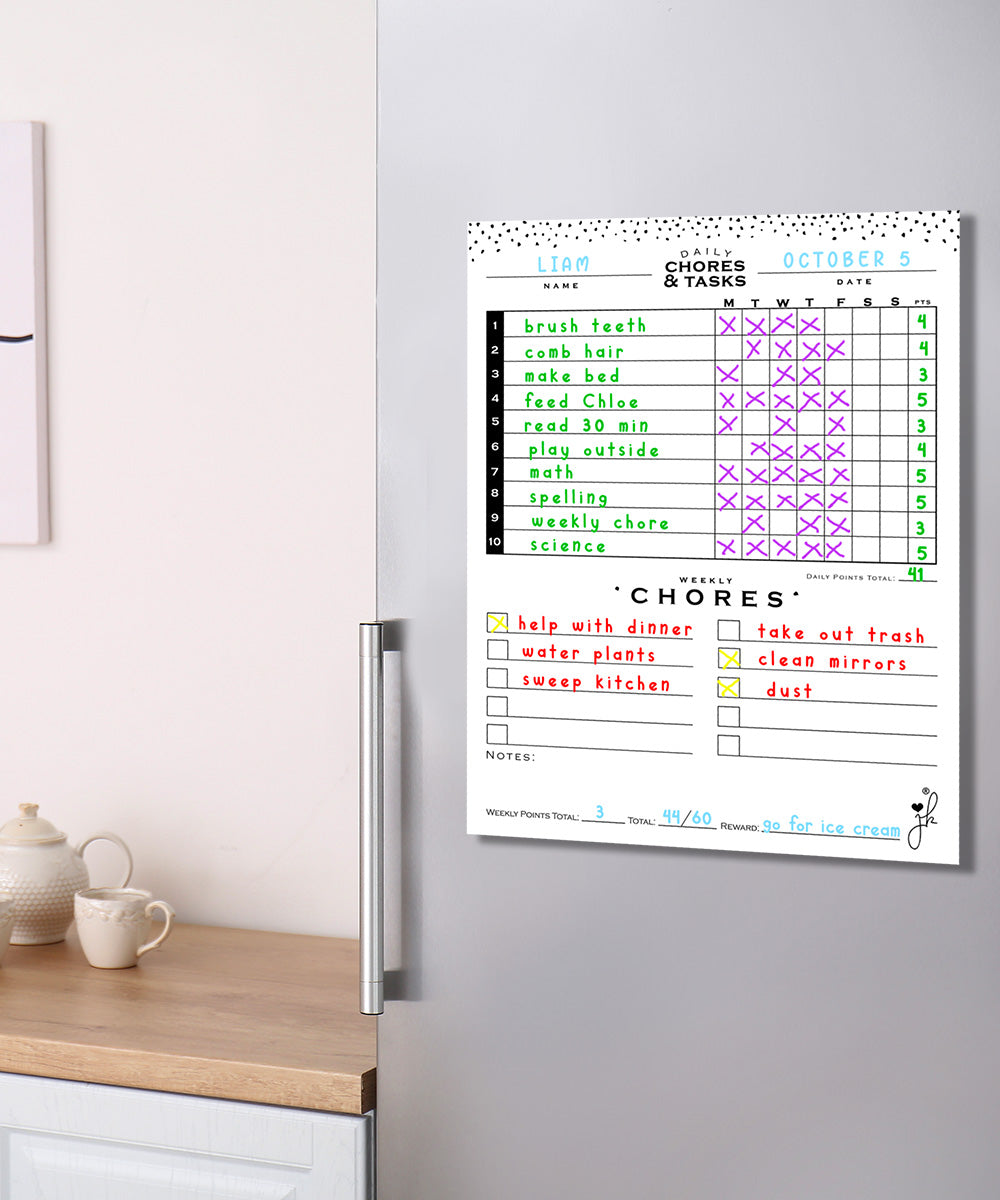 Chore Board | 12x17 Magnetic Dry Erase Chore Chart Reward Chart for Kids  and Adults with 4 Dry Erase Markers | Chore Chart for Kids Multiple Kids