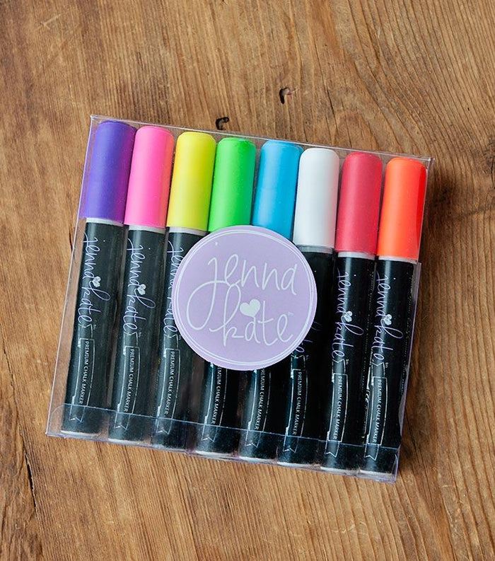 Jennakate - 8 Pack Dry Erase Liquid Chalk Markers - 3mm - Fine Tip