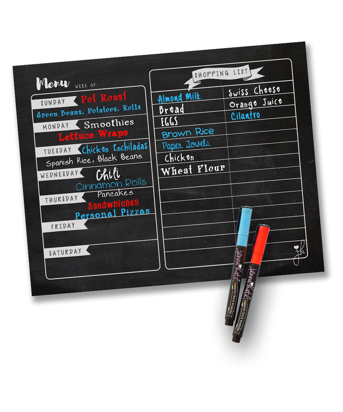Jennakate Magnetic Dry Erase Menu Message Center Command Center Grocery  List Liquid Chalk Menu 11x 14 Two Dry Erase Markers 