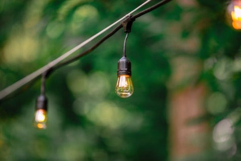 outdoor party lights in garden