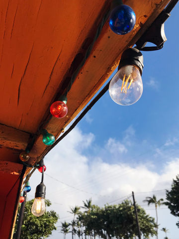 colorful patio lights hanging