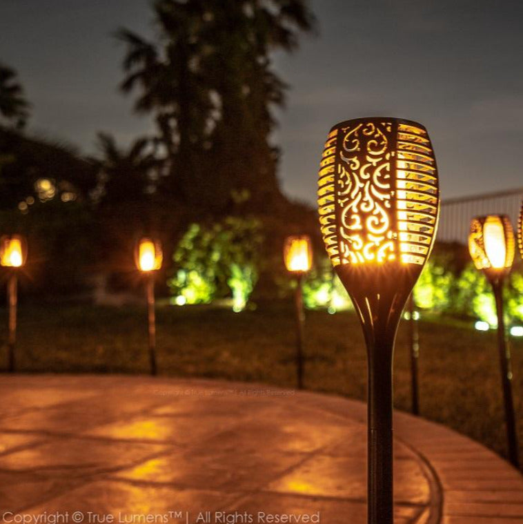 flame solar light at night