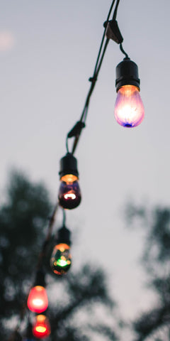 lit up hanging lights outdoor