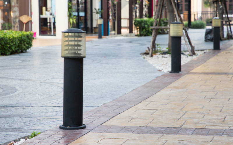 light steel bollards on the path way