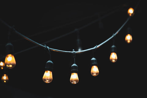 string lights with black background